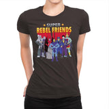 Super Rebel Friends - Womens Premium T-Shirts RIPT Apparel Small / Dark Chocolate