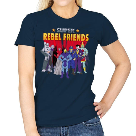Super Rebel Friends - Womens T-Shirts RIPT Apparel Small / Navy