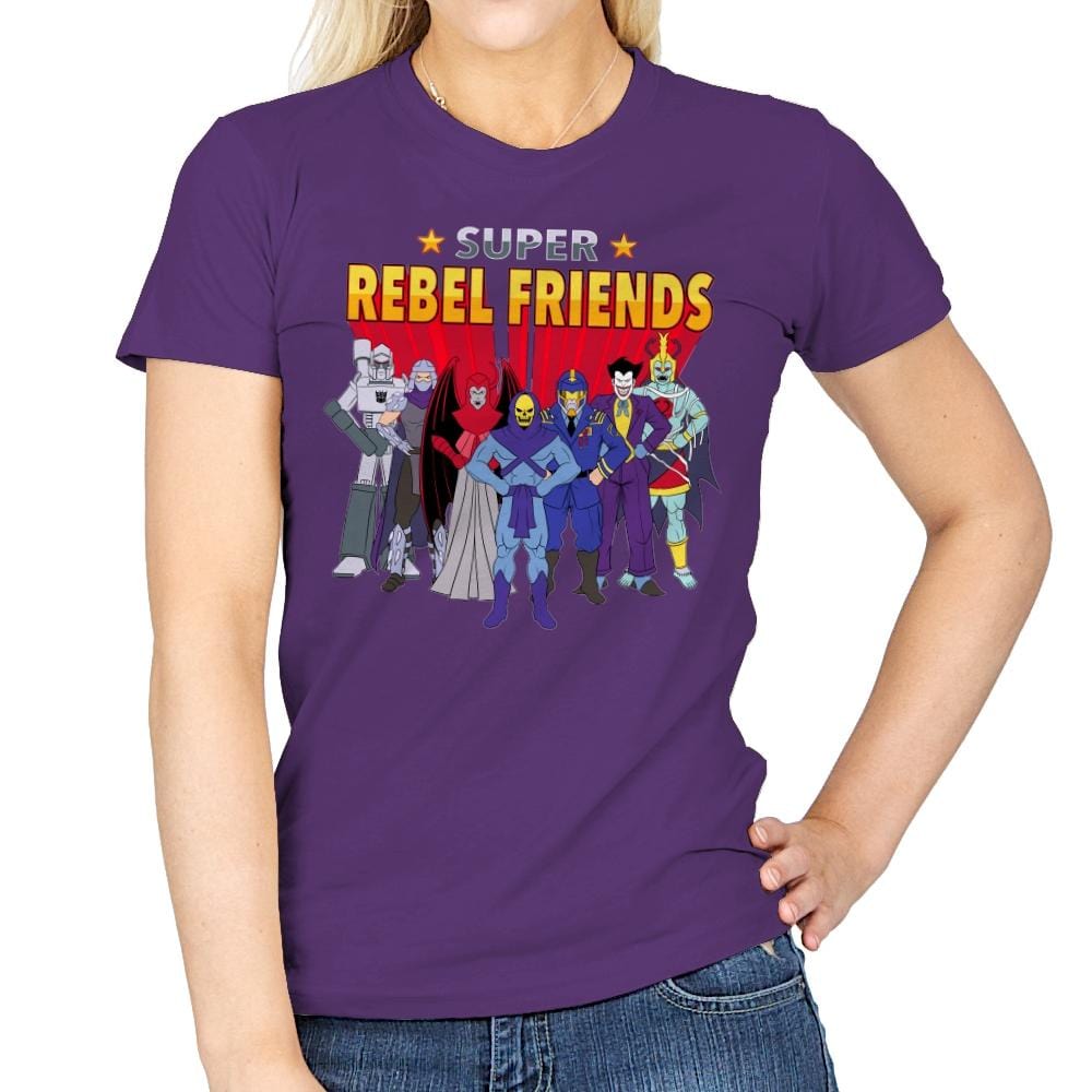 Super Rebel Friends - Womens T-Shirts RIPT Apparel Small / Purple