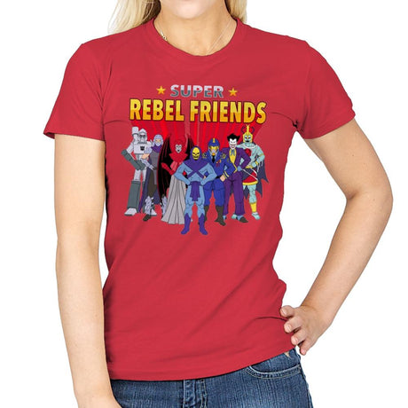 Super Rebel Friends - Womens T-Shirts RIPT Apparel Small / Red