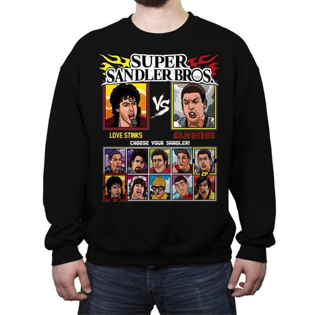 Super Sandler Bros - Crew Neck Sweatshirt Crew Neck Sweatshirt RIPT Apparel Small / Black