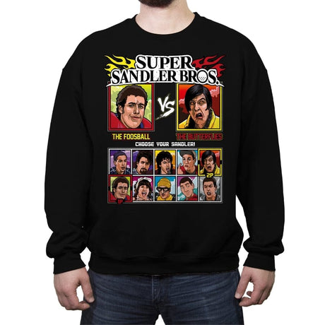 Super Sandler Bros - Retro Fighter Series - Crew Neck Sweatshirt Crew Neck Sweatshirt RIPT Apparel Small / Black
