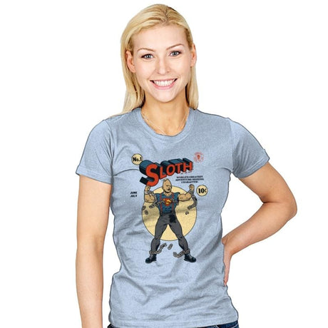 Super Sloth No. 1 - Womens T-Shirts RIPT Apparel Small / Baby Blue