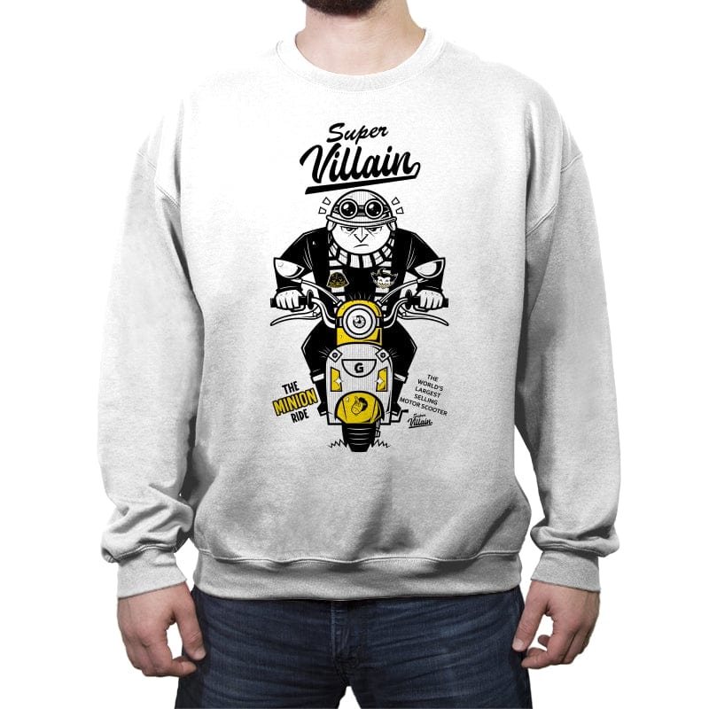 Super Villain Scooter - Crew Neck Sweatshirt Crew Neck Sweatshirt RIPT Apparel Small / White