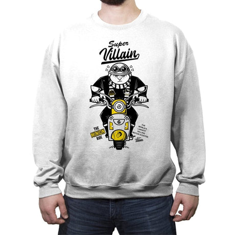 Super Villain Scooter - Crew Neck Sweatshirt Crew Neck Sweatshirt RIPT Apparel Small / White