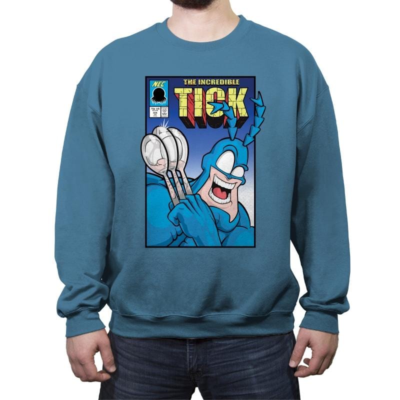 Super Villains Beware!! - Crew Neck Sweatshirt Crew Neck Sweatshirt RIPT Apparel Small / 173f56