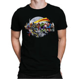 Superheroes Lunch Atop A Skyscraper - Best Seller - Mens Premium T-Shirts RIPT Apparel Small / Black