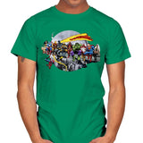 Superheroes Lunch Atop A Skyscraper - Best Seller - Mens T-Shirts RIPT Apparel Small / Kelly