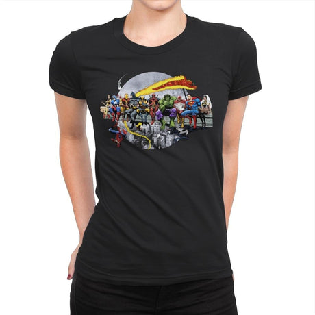 Superheroes Lunch Atop A Skyscraper - Best Seller - Womens Premium T-Shirts RIPT Apparel Small / Black