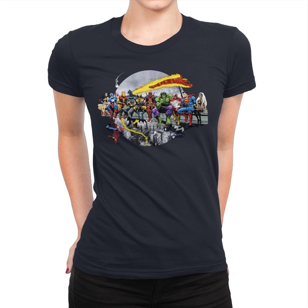 Superheroes Lunch Atop A Skyscraper - Best Seller - Womens Premium T-Shirts RIPT Apparel Small / Midnight Navy