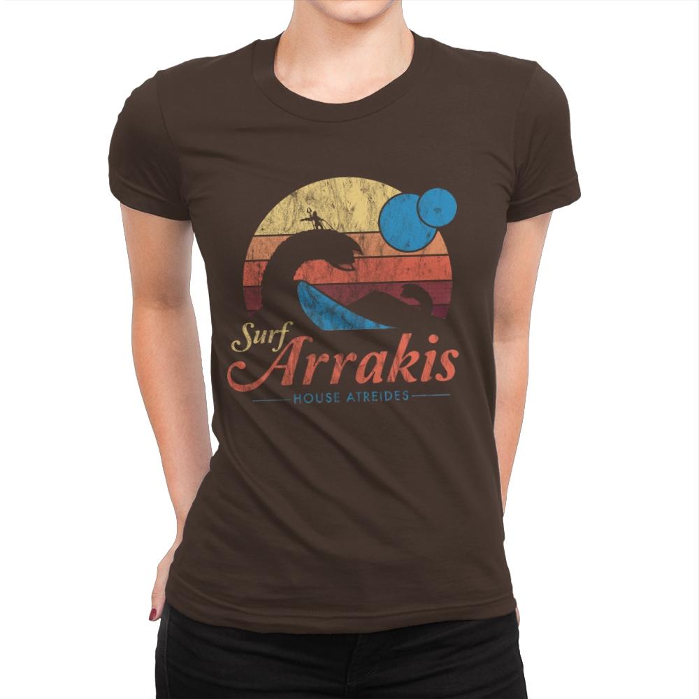 Surf Arrakis - Womens Premium T-Shirts RIPT Apparel Small / Dark Chocolate