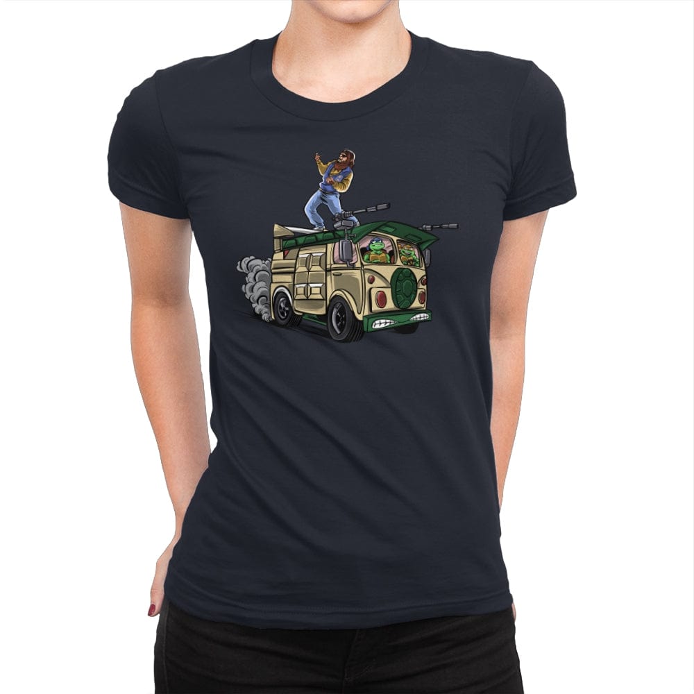 Surfing in the Turtle Van - Womens Premium T-Shirts RIPT Apparel Small / Midnight Navy