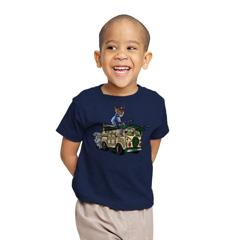 Surfing in the Turtle Van - Youth T-Shirts RIPT Apparel X-small / Navy