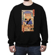 Sushi Cat in Edo - Crew Neck Sweatshirt Crew Neck Sweatshirt RIPT Apparel Small / Black