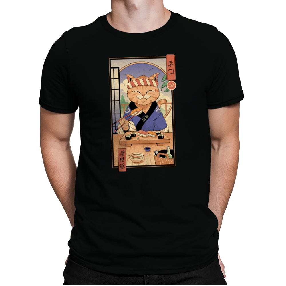 Sushi Cat in Edo - Mens Premium T-Shirts RIPT Apparel Small / Black
