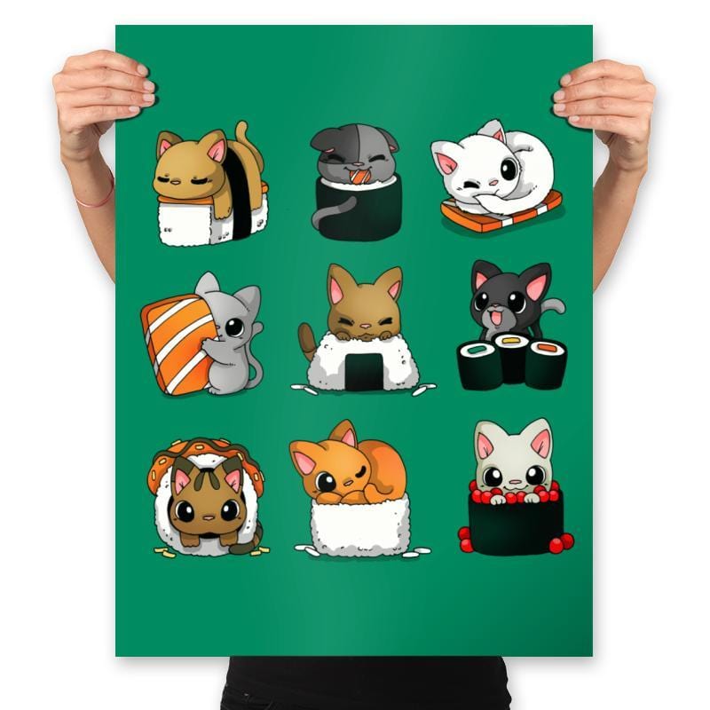 Sushi Kittens - Prints Posters RIPT Apparel 18x24 / Kelly