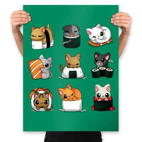 Sushi Kittens - Prints Posters RIPT Apparel 18x24 / Kelly