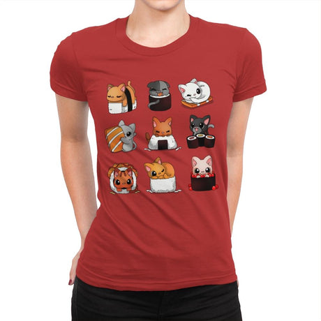 Sushi Kittens - Womens Premium T-Shirts RIPT Apparel Small / Red
