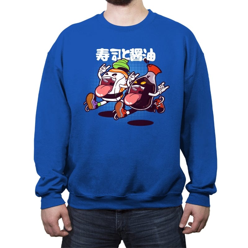 Sushi & Soy Sauce Combo - Crew Neck Sweatshirt Crew Neck Sweatshirt RIPT Apparel Small / Royal