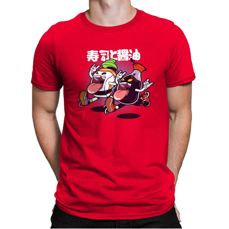 Sushi & Soy Sauce Combo - Mens Premium T-Shirts RIPT Apparel Small / Red