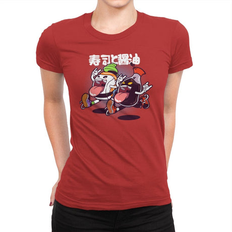 Sushi & Soy Sauce Combo - Womens Premium T-Shirts RIPT Apparel Small / Red