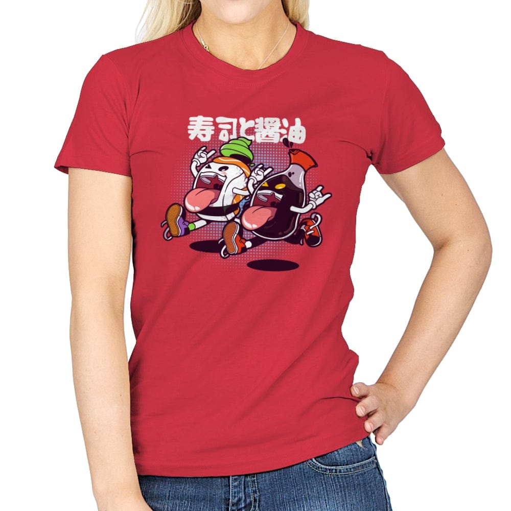 Sushi & Soy Sauce Combo - Womens T-Shirts RIPT Apparel Small / Red