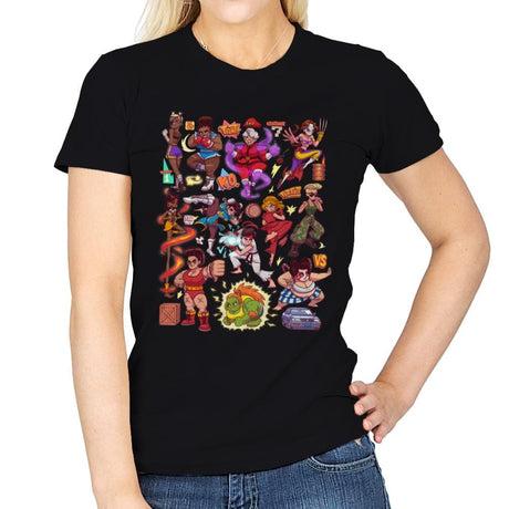 Sweet Fighters - Womens T-Shirts RIPT Apparel Small / Black
