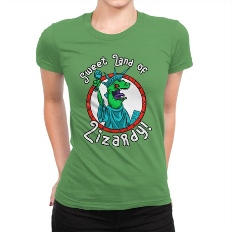 Sweet land of Lizardy - Womens Premium T-Shirts RIPT Apparel Small / Kelly