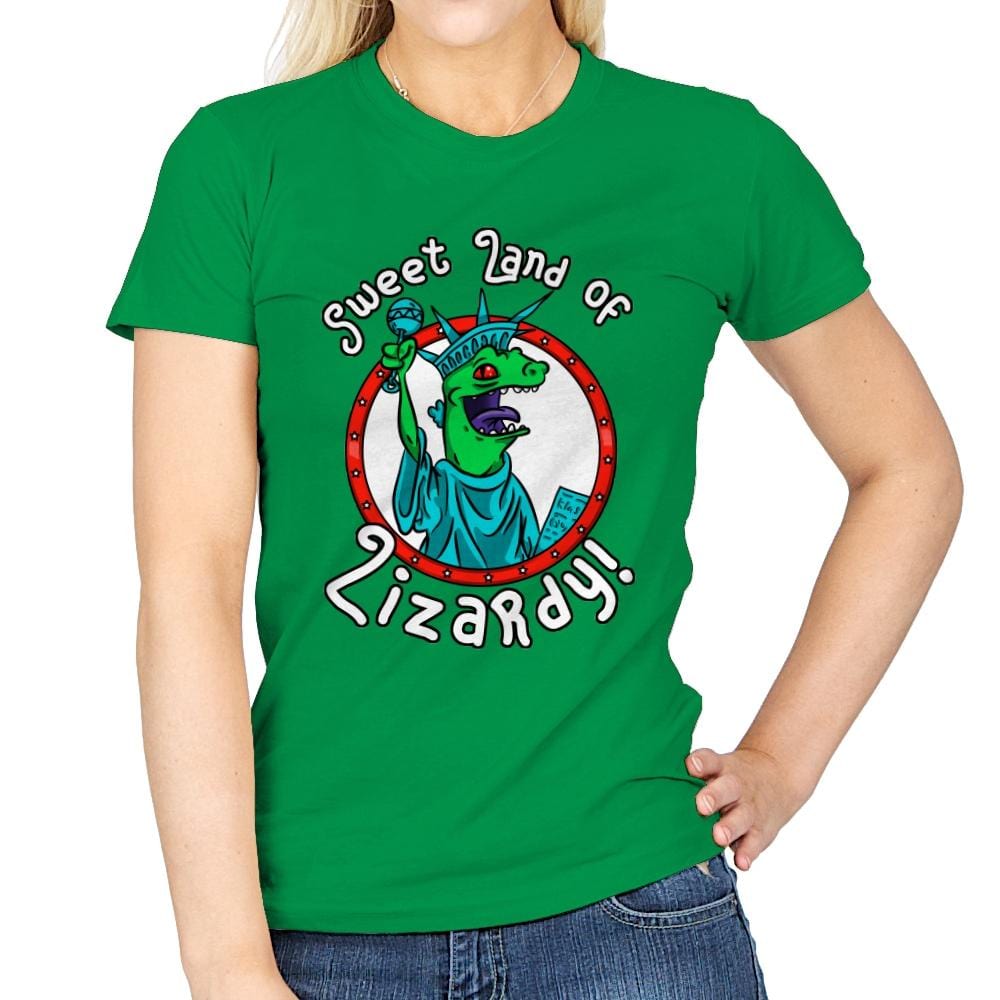 Sweet land of Lizardy - Womens T-Shirts RIPT Apparel Small / Irish Green