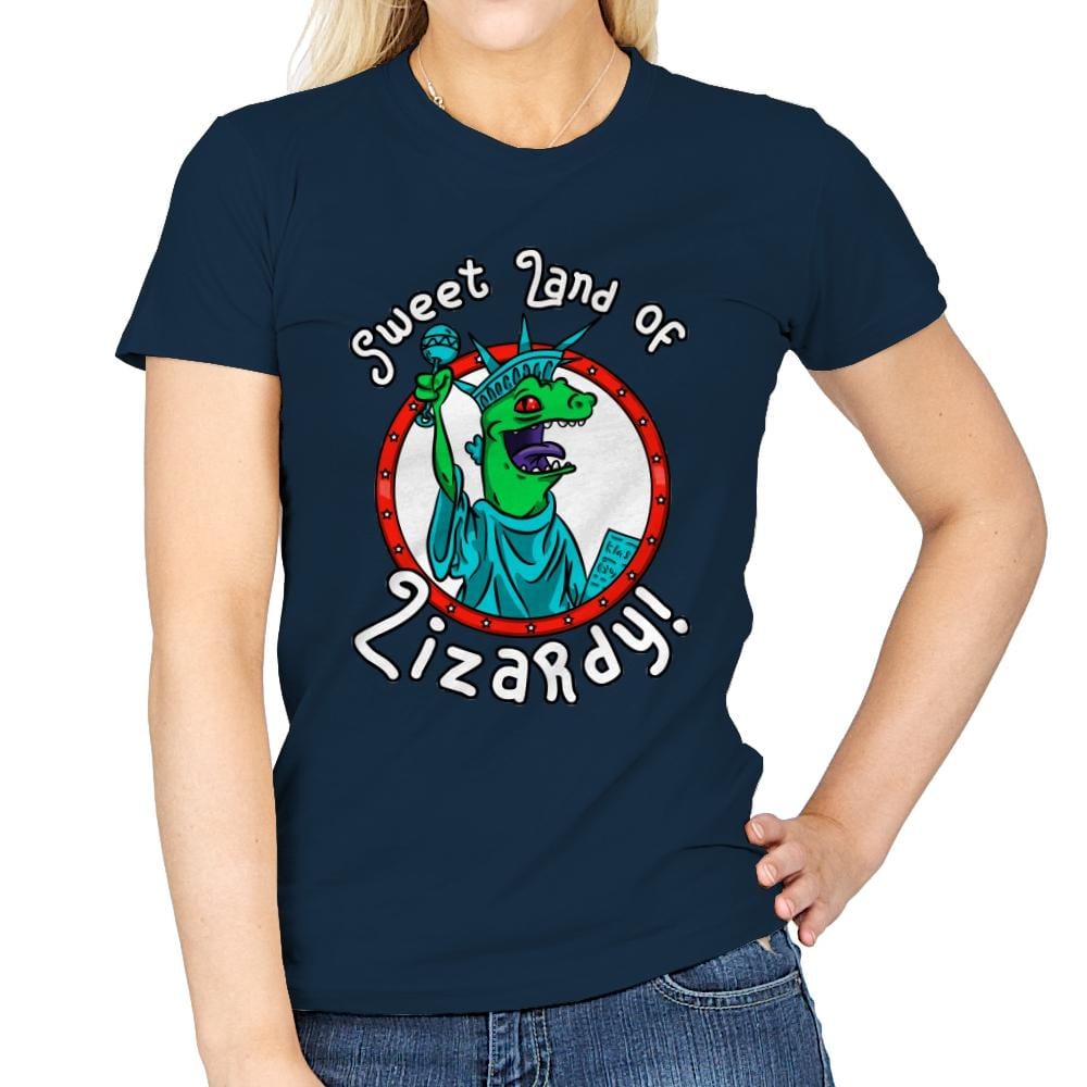 Sweet land of Lizardy - Womens T-Shirts RIPT Apparel Small / Navy