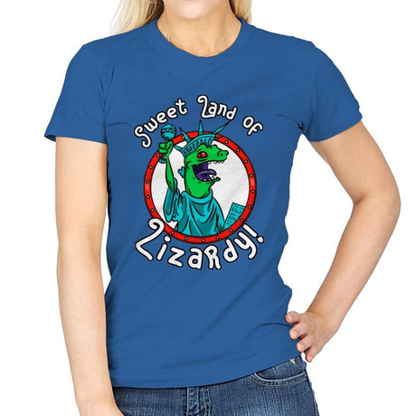 Sweet land of Lizardy - Womens T-Shirts RIPT Apparel Small / Royal