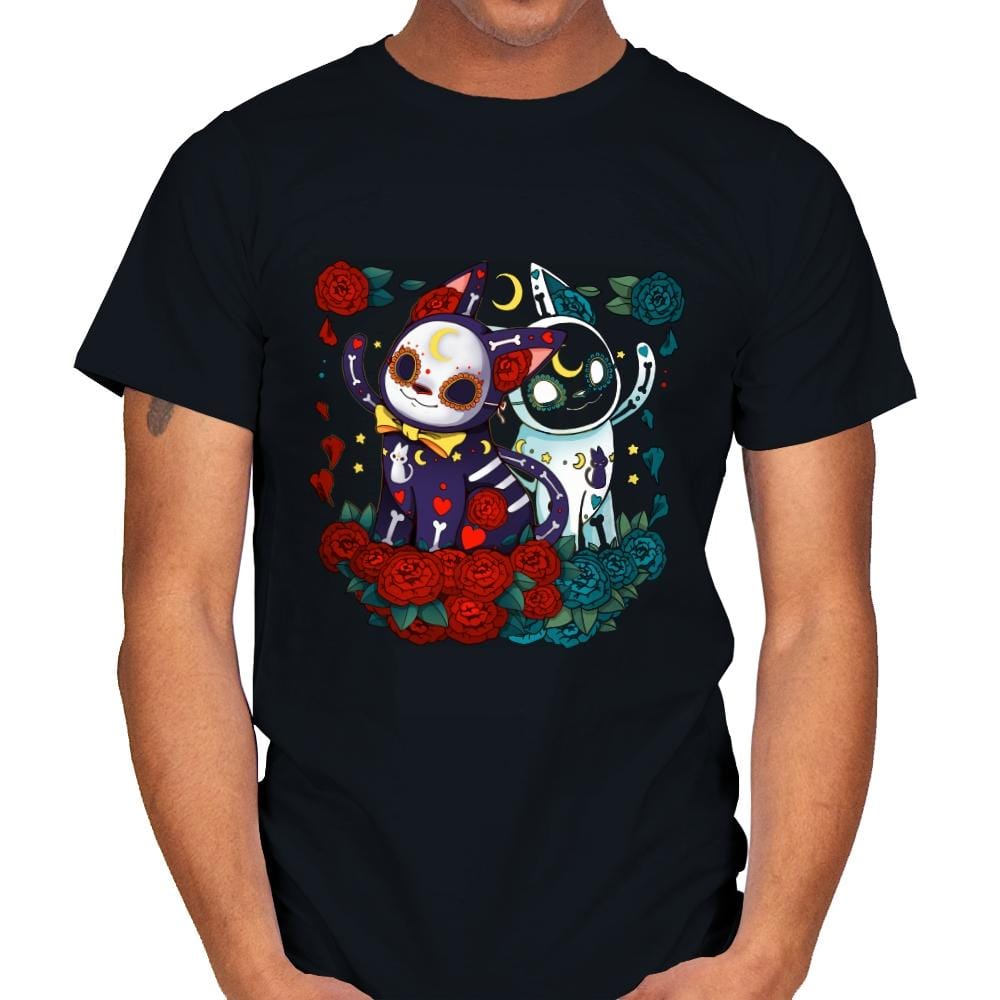 Sweet Moon Cats - Mens T-Shirts RIPT Apparel Small / Black