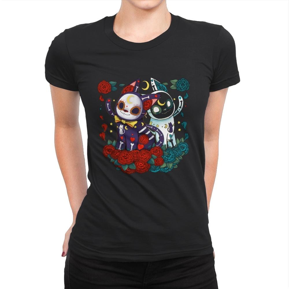 Sweet Moon Cats - Womens Premium T-Shirts RIPT Apparel Small / Black