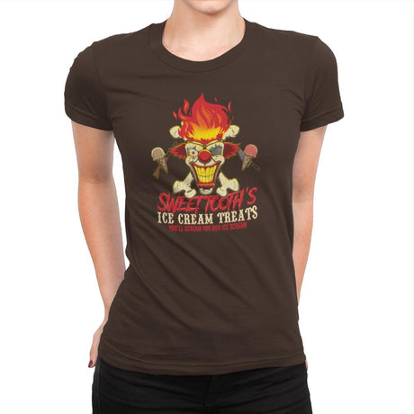 Sweet Tooth's Ice Cream Treats Exclusive - Womens Premium T-Shirts RIPT Apparel Small / Dark Chocolate