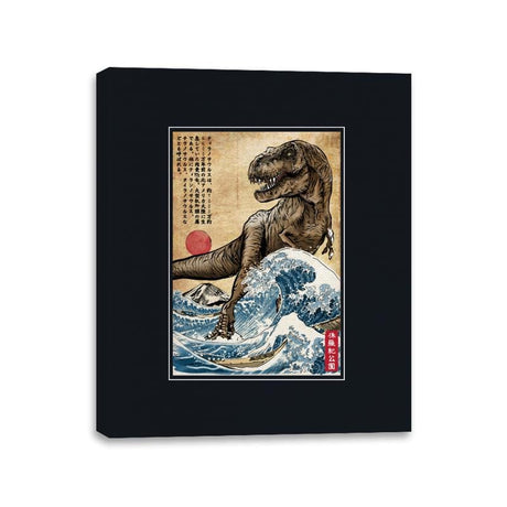 T-Rex in Japan Woodblock - Canvas Wraps Canvas Wraps RIPT Apparel 11x14 / Black