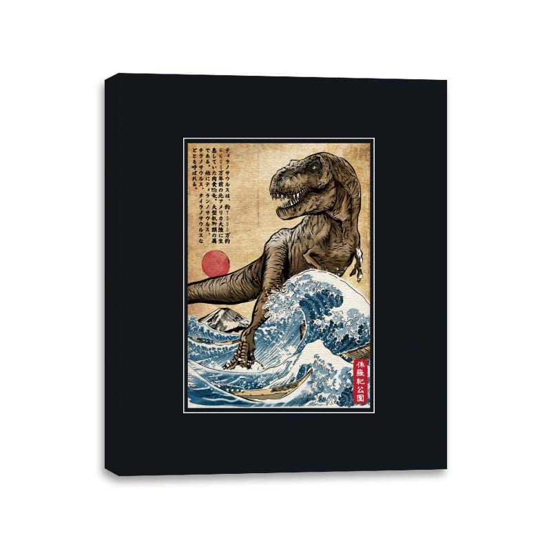 T-Rex in Japan Woodblock - Canvas Wraps Canvas Wraps RIPT Apparel 11x14 / Black