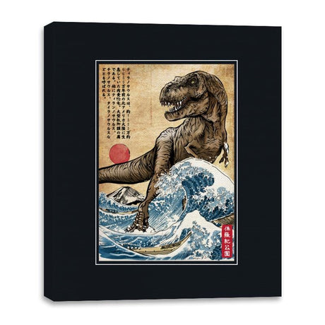 T-Rex in Japan Woodblock - Canvas Wraps Canvas Wraps RIPT Apparel 16x20 / Black