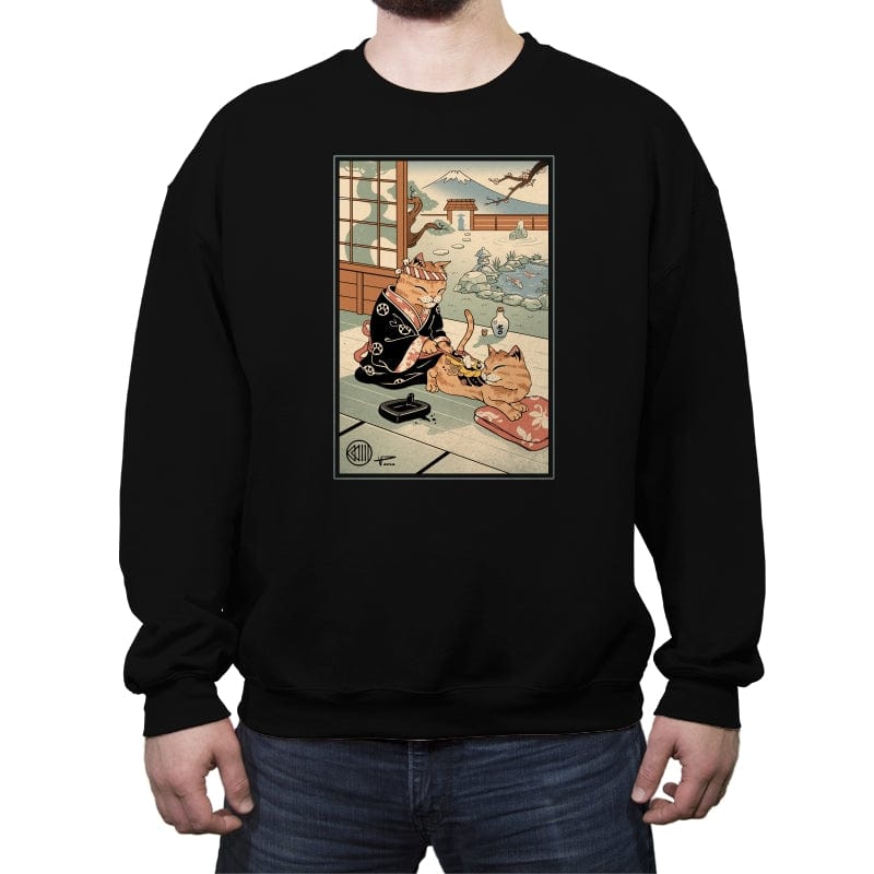 Tattooed Meowster - Crew Neck Sweatshirt Crew Neck Sweatshirt RIPT Apparel Small / Black