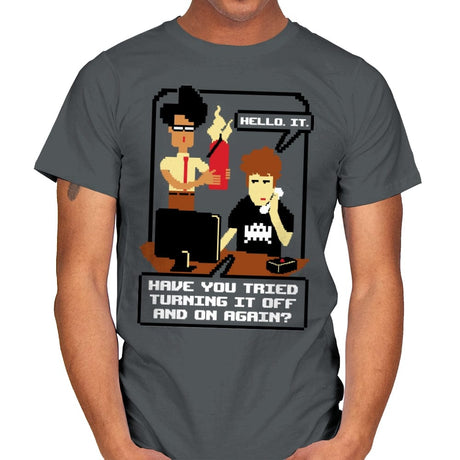 Tech Support Sitcom  - Mens T-Shirts RIPT Apparel Small / Charcoal
