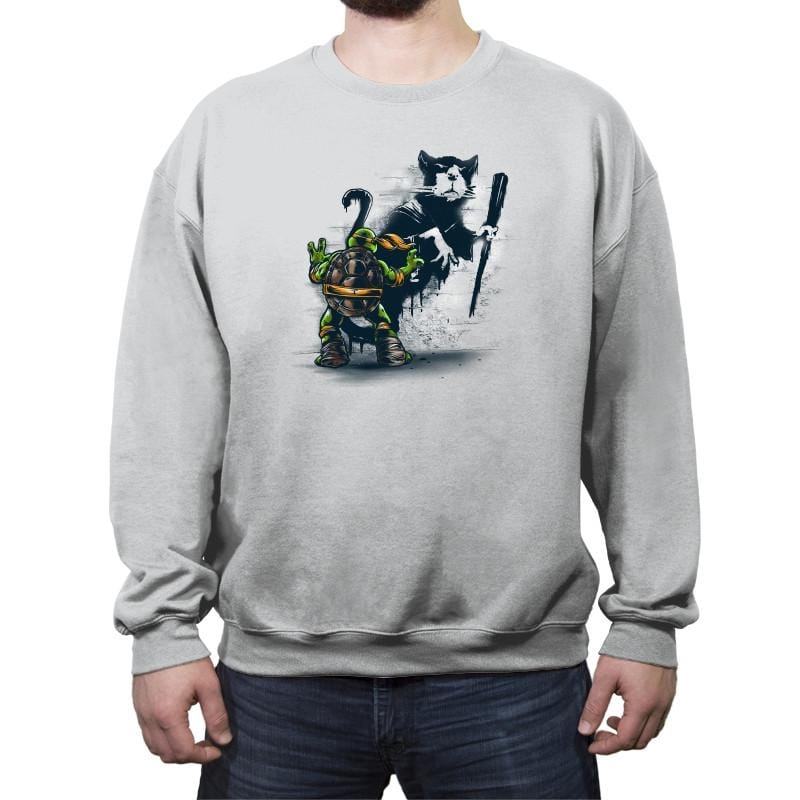 Teenage Mutant Street Art - Crew Neck Sweatshirt Crew Neck Sweatshirt RIPT Apparel Small / Sport Gray