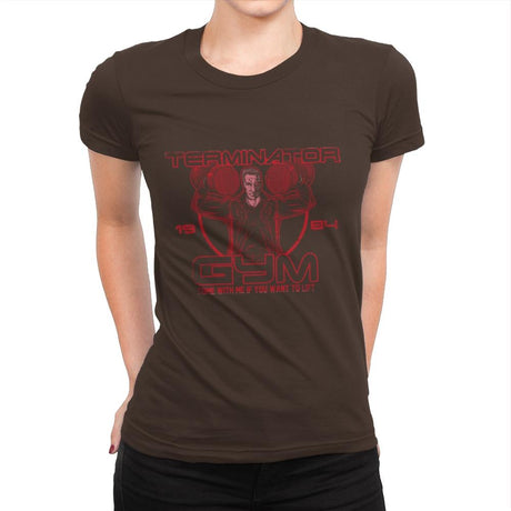 Terminator Gym - Womens Premium T-Shirts RIPT Apparel Small / Dark Chocolate