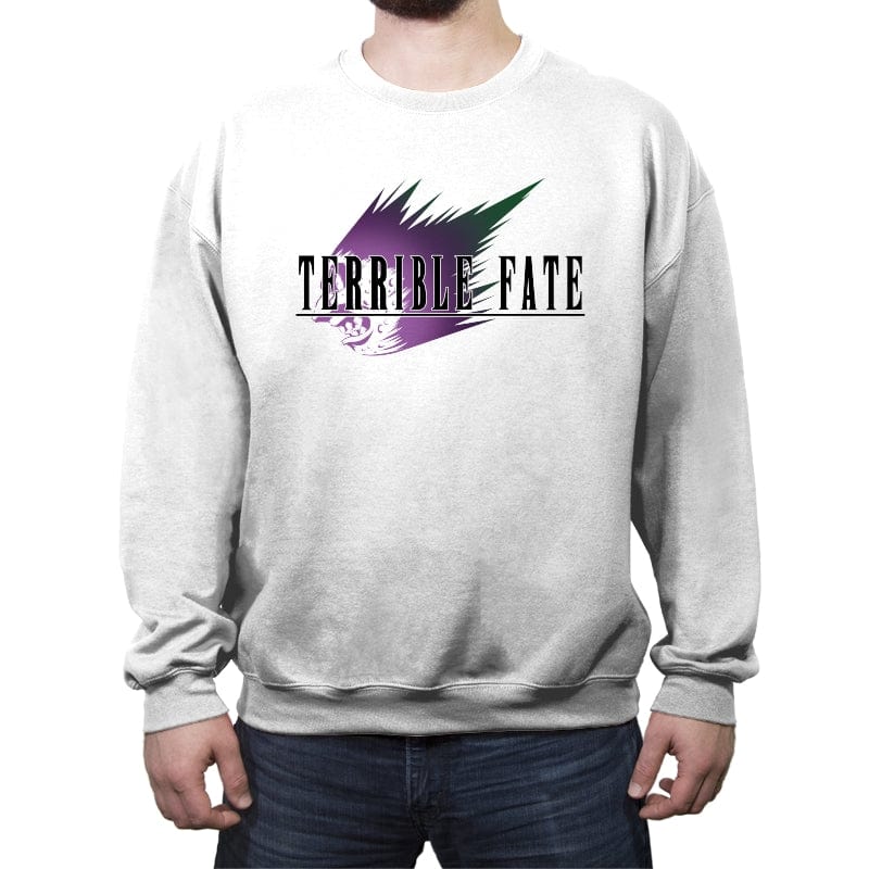 Terrible Fate - Crew Neck Sweatshirt Crew Neck Sweatshirt RIPT Apparel Small / White