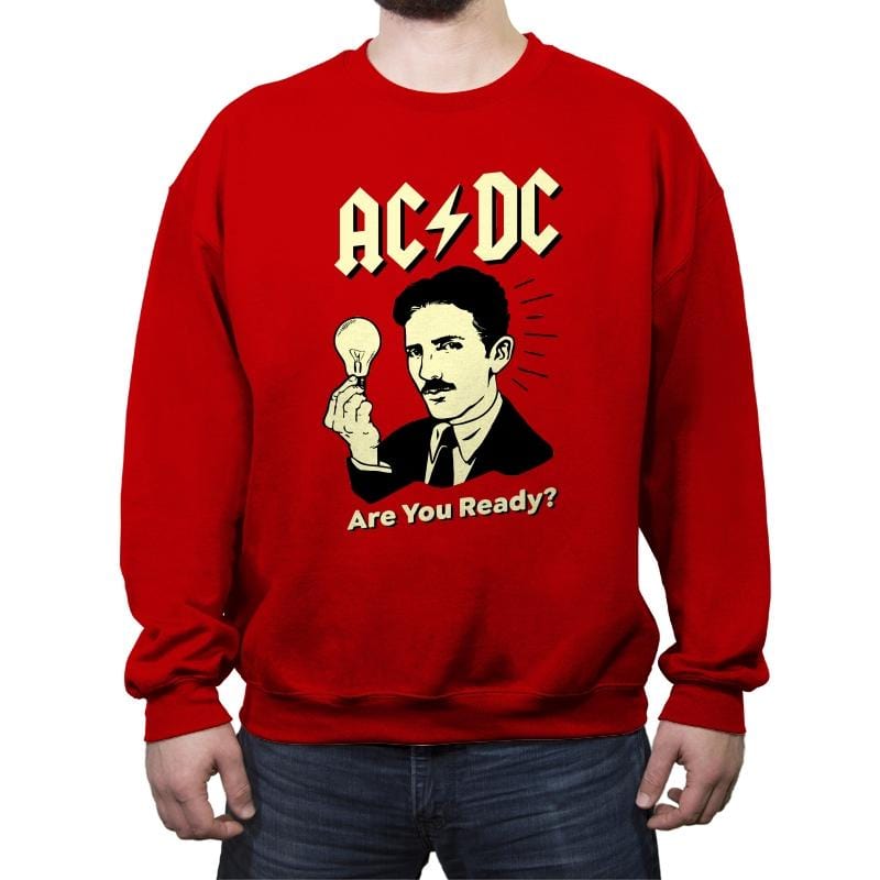 Tesla Rocks - Crew Neck Sweatshirt Crew Neck Sweatshirt RIPT Apparel Small / Red