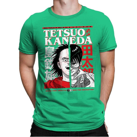 Tetsuo VS Kaneda - Mens Premium T-Shirts RIPT Apparel Small / Kelly Green