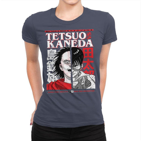Tetsuo VS Kaneda - Womens Premium T-Shirts RIPT Apparel Small / Indigo