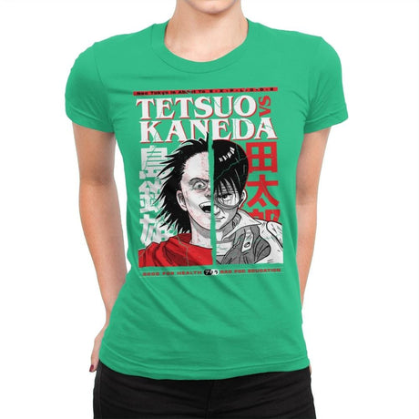 Tetsuo VS Kaneda - Womens Premium T-Shirts RIPT Apparel Small / Kelly Green