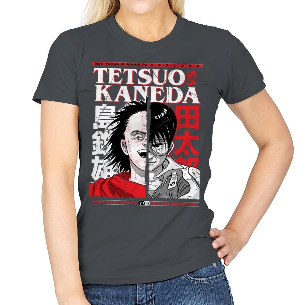 Tetsuo VS Kaneda - Womens T-Shirts RIPT Apparel Small / Charcoal
