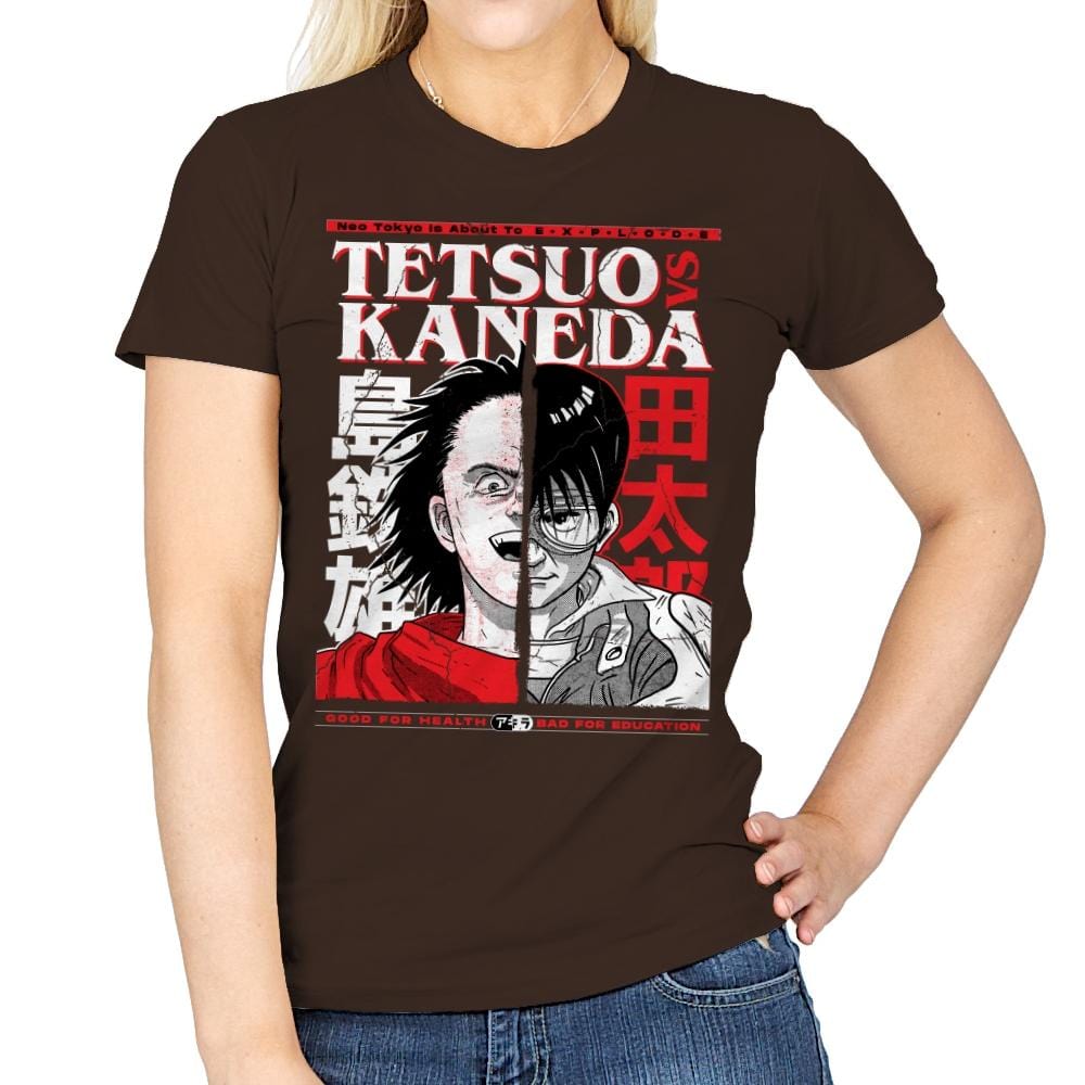 Tetsuo VS Kaneda - Womens T-Shirts RIPT Apparel Small / Dark Chocolate