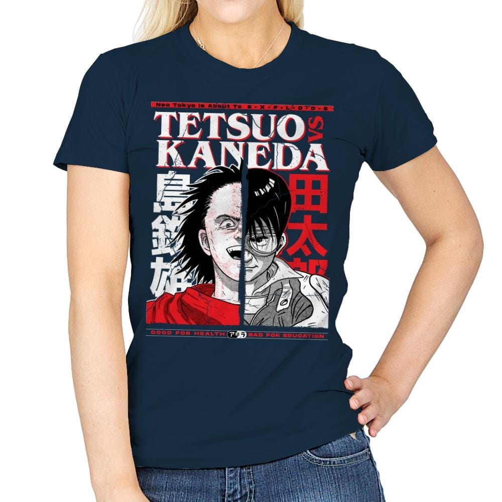 Tetsuo VS Kaneda - Womens T-Shirts RIPT Apparel Small / Navy