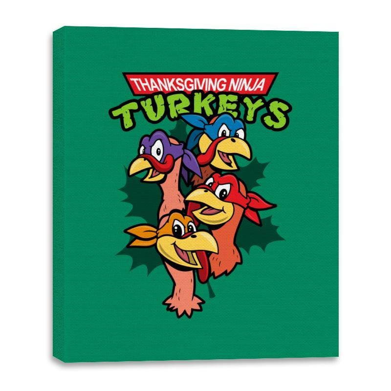 Thanksgiving Ninja Turkeys - Canvas Wraps Canvas Wraps RIPT Apparel 16x20 / Kelly